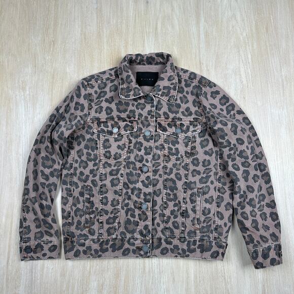 Blank NYC Leopard Animal Print Catwalk Bold Y2K Rocker Trucker Denim Jacket XS - Picture 1 of 15